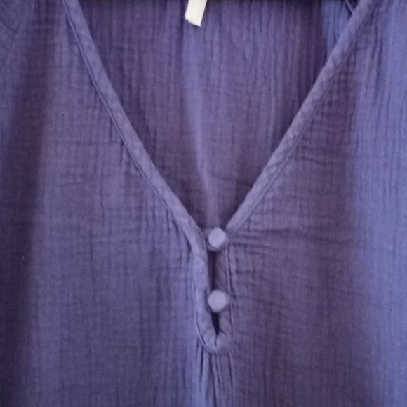 BY ANTHROPOLOGIE royal blue puff sleeve cotton mini dress - Picture 4 of 13